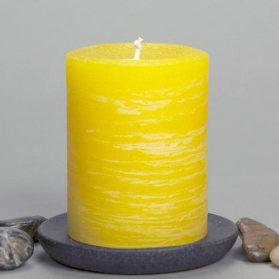 Yellow Rustic Pillar Candle 3x4" Simple Design by Nordic Candle