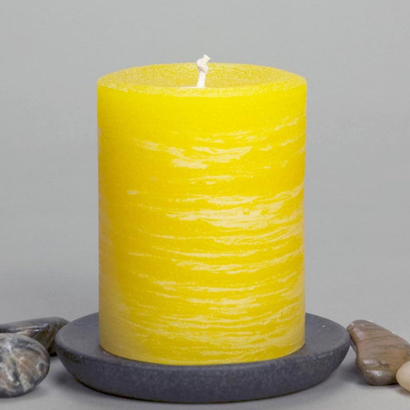 Yellow Pillar Candle | Lemon Rustic