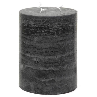 Large Black Candle 5x6" Rustic Pillar Candle Texture Column by Nordic Candle Img1