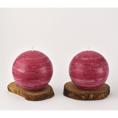 Burgundy Red Ball Candle 4 inch diameter set of two by Nordic Candle Img2