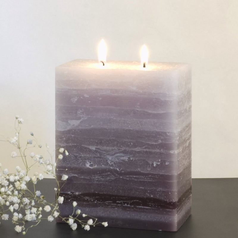 50 Shades of Gray Candle by Nordic Candle - gray to black stripped 6 inches tall - two wick