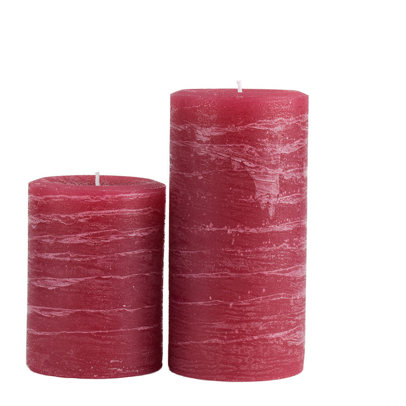 Burgundy Red Pillar Candle | Dark Maroon Rustic