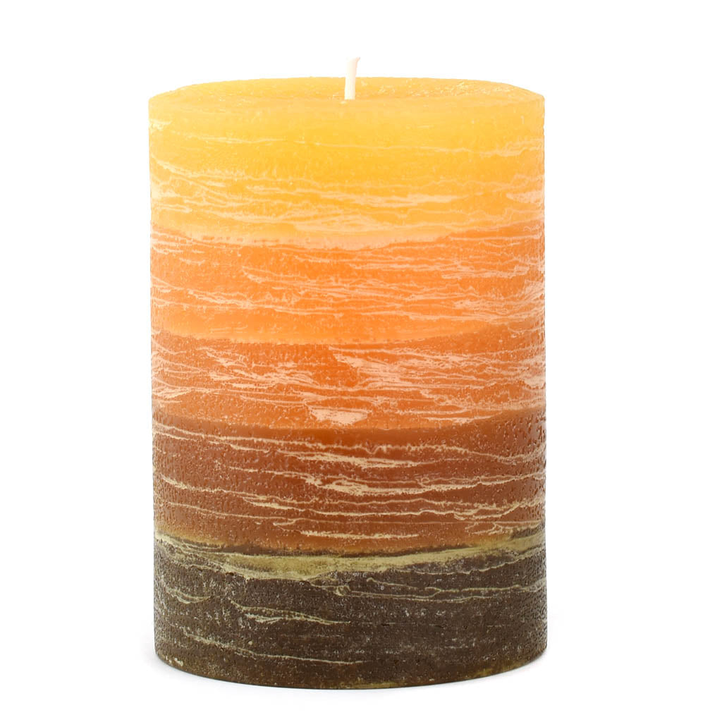 2 Orange Layered Candle | Rustic Pillar | 4x6" Custom Listing for Trina