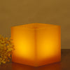orange lantern made of wax lit with a votive or tea light size is 4 x 4 inches Nordic Candle