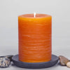 Orange Rustic Pillar Candle 3x4" Simple Design by Nordic Candle
