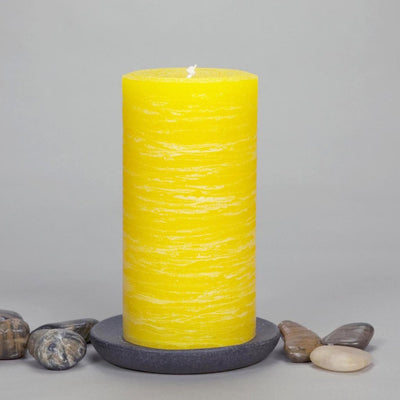 Yellow Rustic Pillar Candle 3x6" Simple Design by Nordic Candle