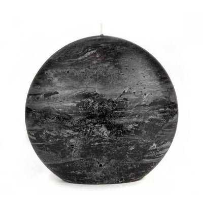 Black Pillar Candle Rustic Disc 5.75 inches wide 2.35 deep and 5.5 inches tall artisan handmade by Nordic Candle img2