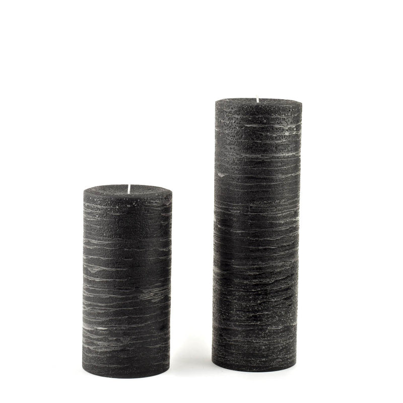 Black pillar candle rustic candle available in sizes 3x4 3x6 3x9 4x6 4x9 hand poured artisan candles by Nordic Candle