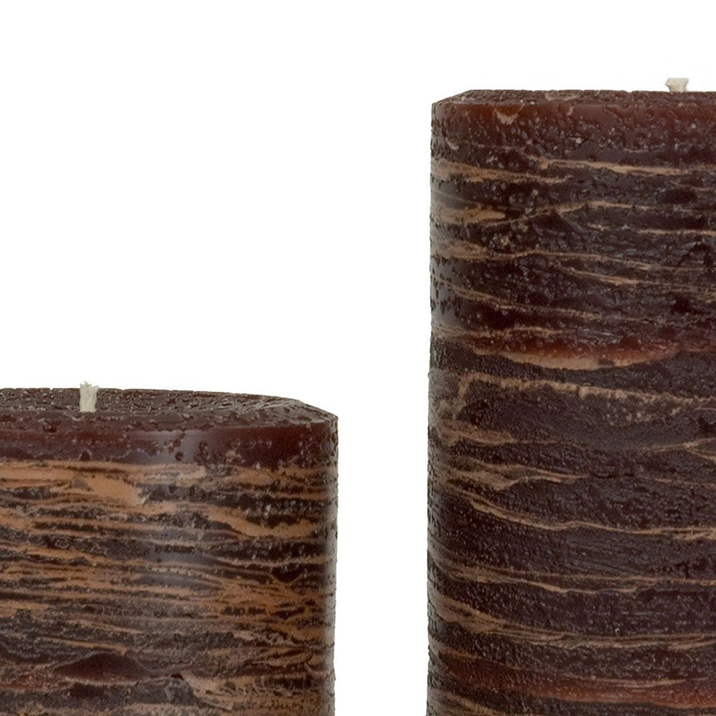 Brown Rustic Pillar Candle by Nordic Candle Img1 Close Up