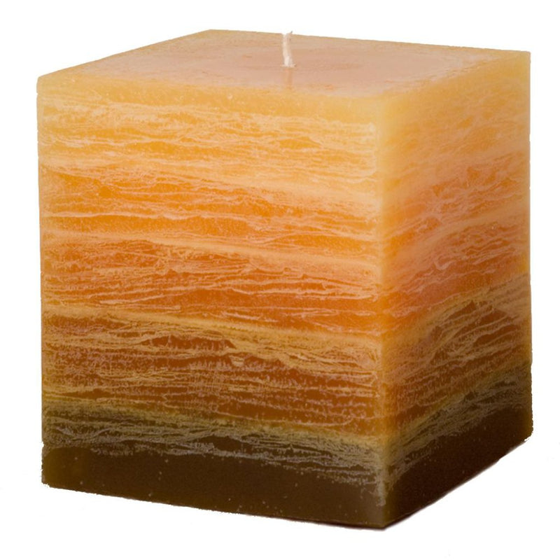 Orange to Brown 4" Square Candle