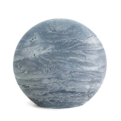blue gray disc pillar candle rustic surface by Nordic Candle img1a
