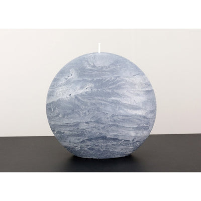 blue gray disc pillar candle rustic surface by Nordic Candle img2