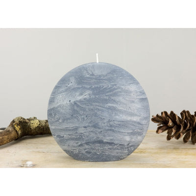 blue gray disc pillar candle rustic surface by Nordic Candle img3