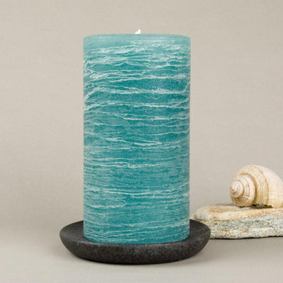 teal rustic candles pillar candles available in 3x4 3x6 3x9 hand poured artisan candles by Nordic Candle image4