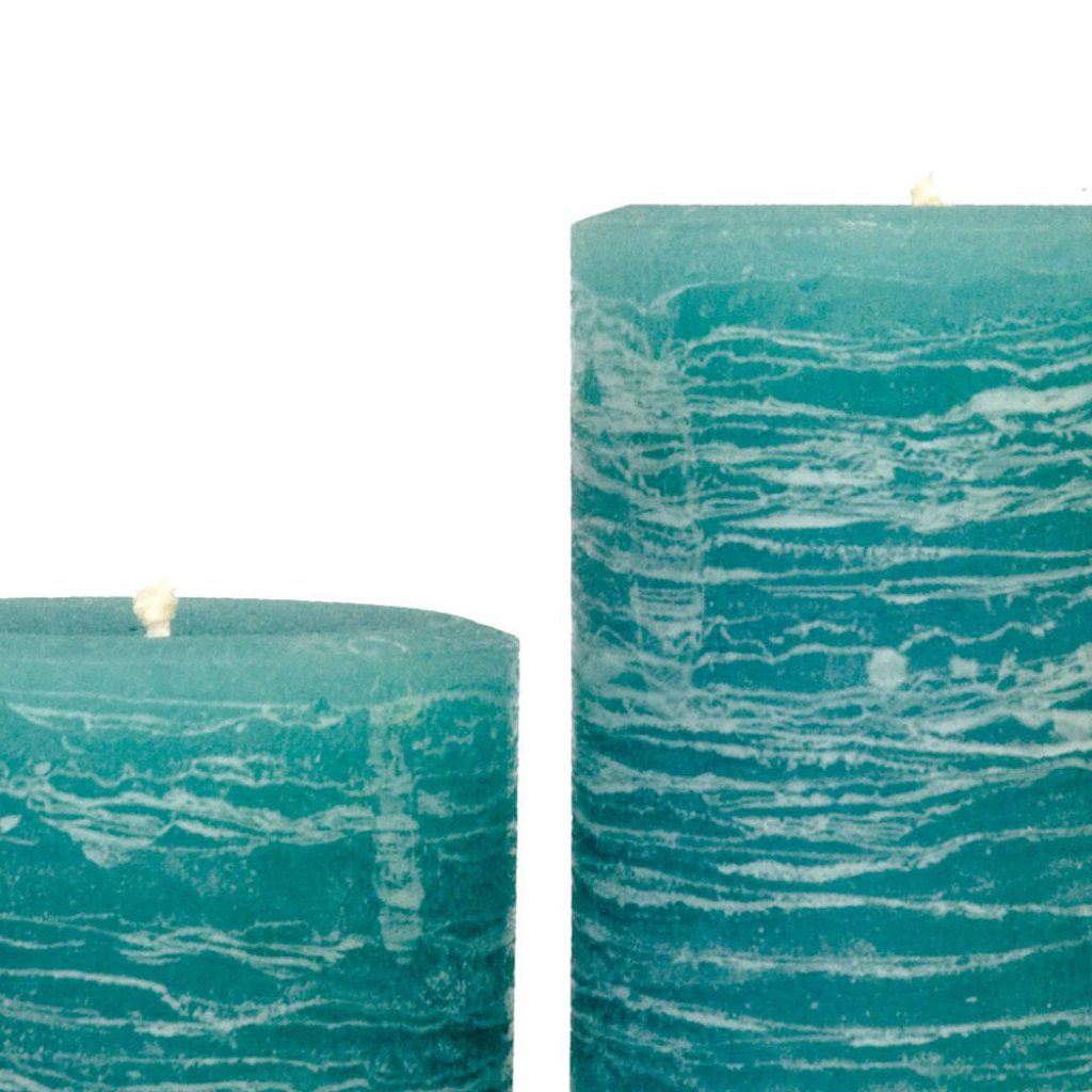 Teal Pillar Candle | Aqua Rustic