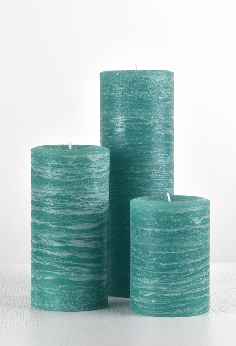 teal rustic candles pillar candles available in 3x4 3x6 3x9 hand poured artisan candles by Nordic Candle image1